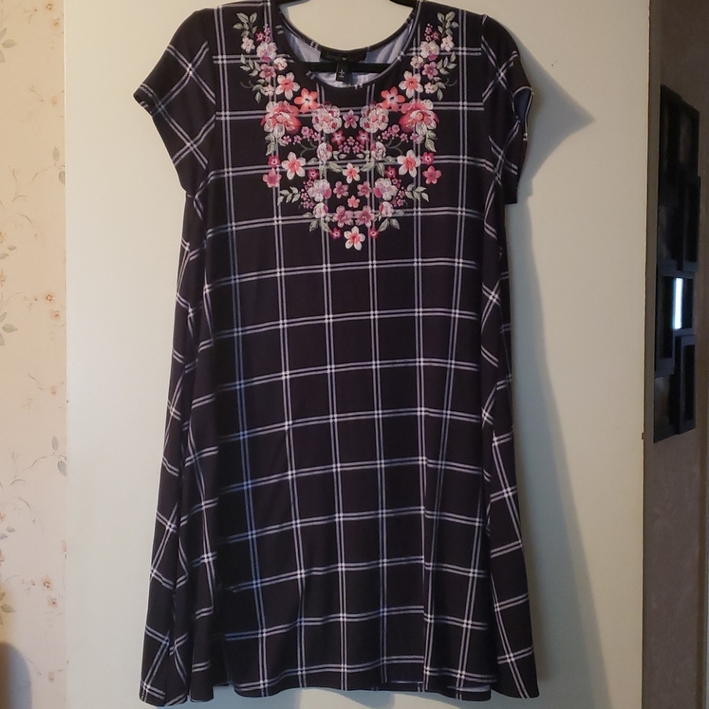 Swing dress Plaid & Floral